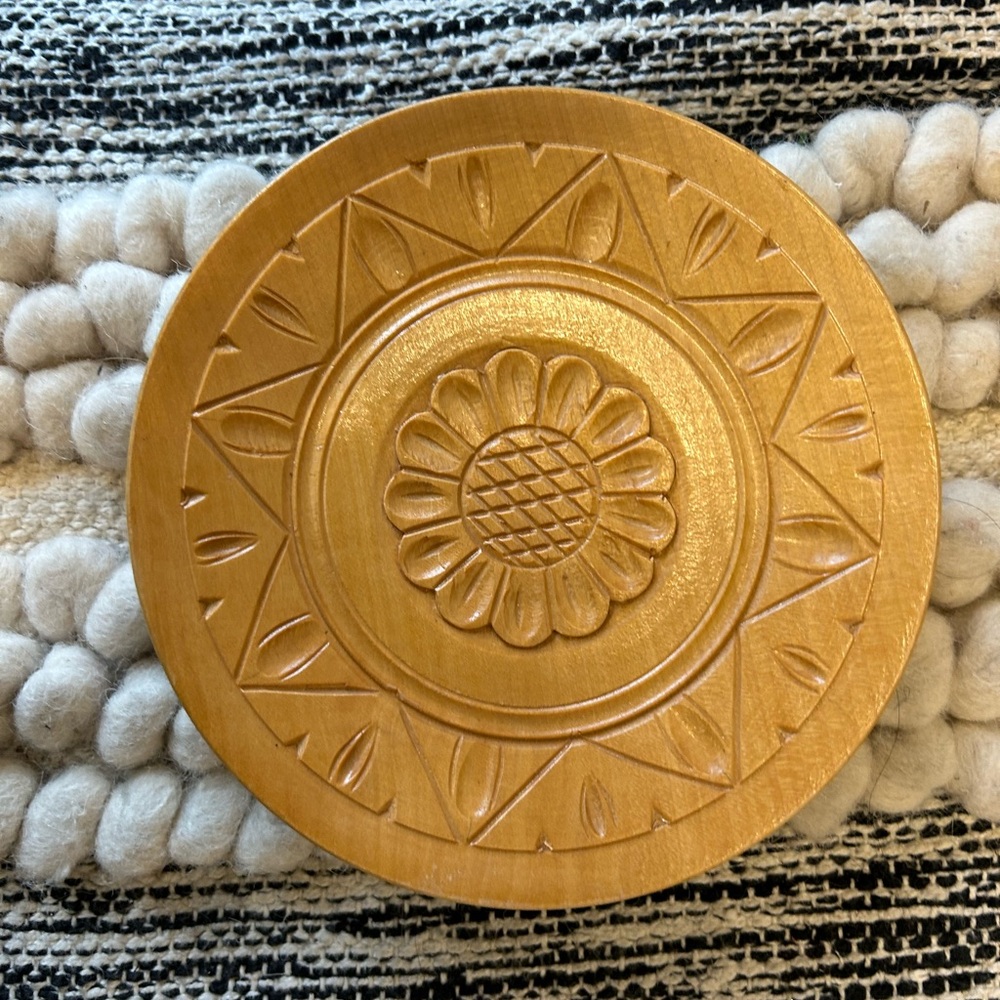 Folk Art Wood Carved Plate